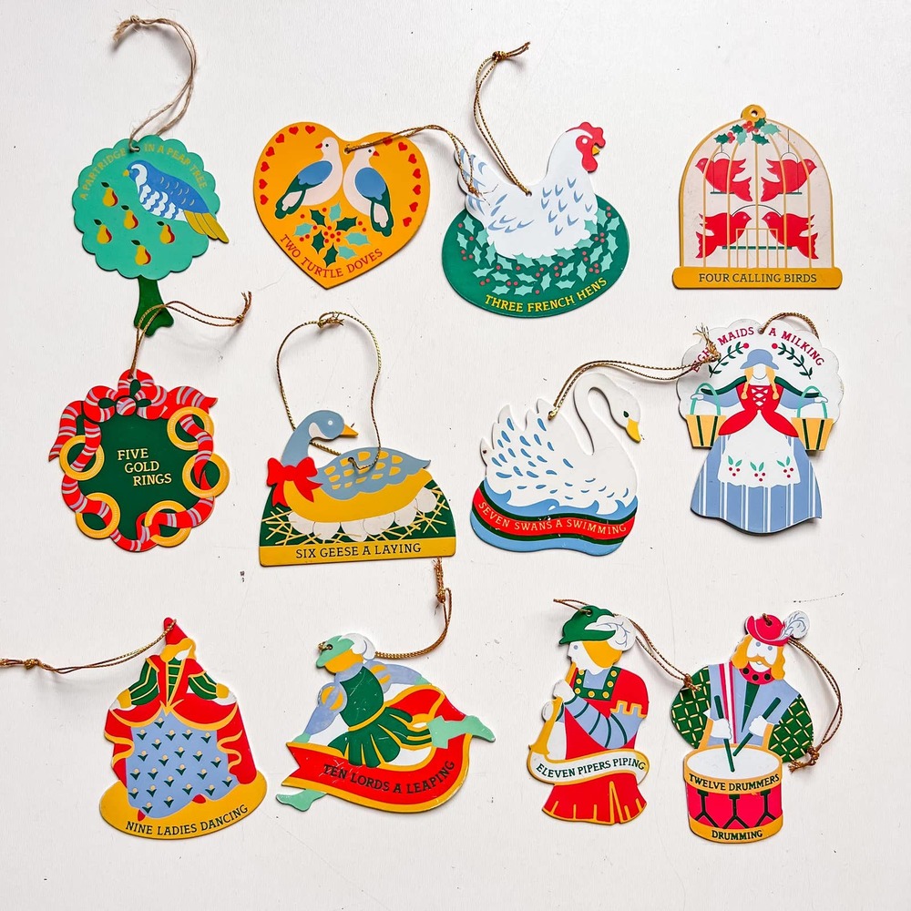 Avon COMPLETE SET of Vintage 12 Days of Christmas Ornaments